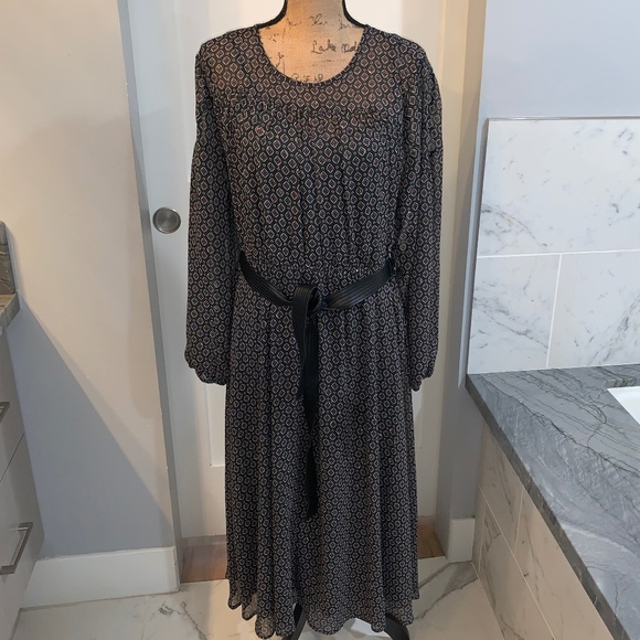 Calvin Klein Green Printed Metallic Midi Dress green Fall plus size 16 - Picture 4 of 14